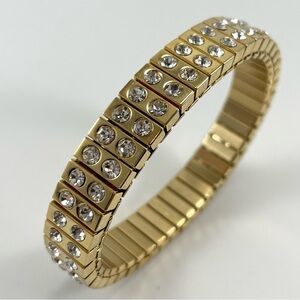 Pierre Loren 24K Gold Plated Swarovski Crystal Stretch Bracelet Elegant Bracelet